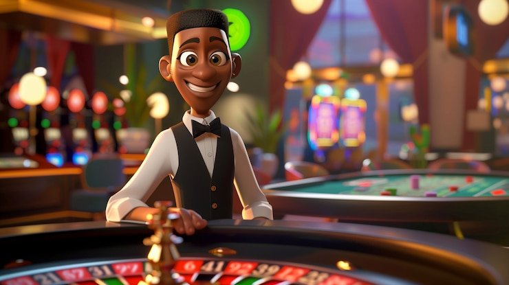 Antarmuka meja poker di jktjkt38 dengan kartu, chip, dan dealer profesional